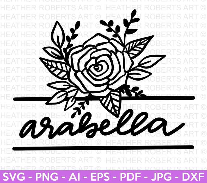 Floral Split Monogram SVG: Rose & Wildflower Cut File - Etsy