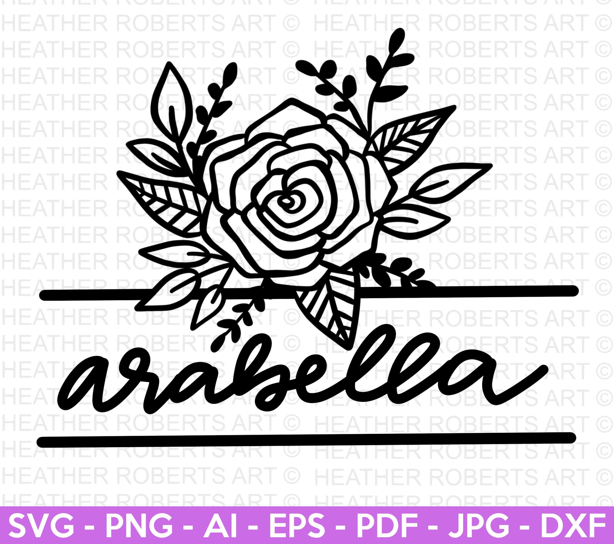 W/split Monogram Roses Floral Split Monogram SVG: Rose & Wildflower Cut File - Etsy