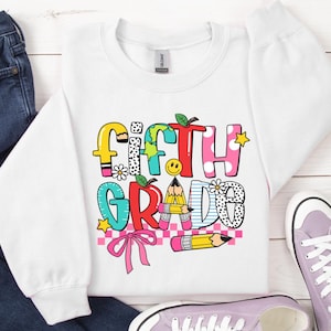 Fifth Grade PNG, Retro Back to School PNG, Team Grade PNG, Retro Teacher Png, School Supplies, Grade Level Png, Back to School, Sublimation