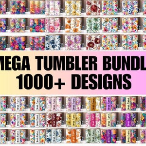 Ultimate Mega Design Tumbler Wrap Bundle 20oz Flaco Diseño de sublimación recta Inflado Puffy Tumbler Diseños Descarga digital PNG Regalo