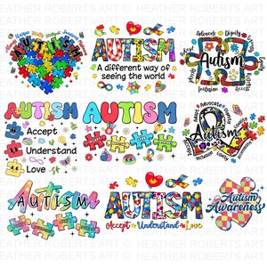 Sublimatiebundel autisme, autisme png, autisme png, autismespectrum png, liefde en bewustzijn, maand autisme