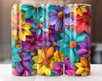 Envoltura floral para vasos: Diseño de sublimación de flores de primavera (descarga digital)