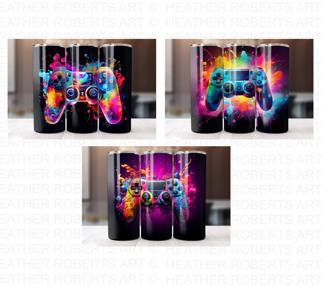 Gamer Tumbler Wrap Bundle: 3D Game Controller Designs (PNG Digital ...