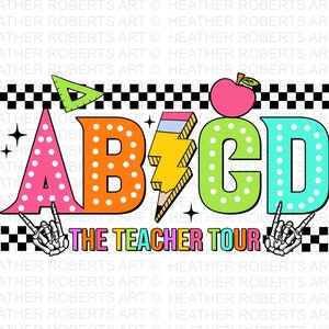 Retro Teacher Png, ABCD Teacher Tour Png, Back To School, End of Year Pnh, Teacher Gift, Kindergarten Teacher Png, Elementary School