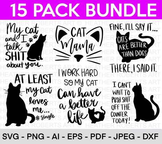 Funny Cat SVG Bundle Cat SVG Kitten SVG Cat lady svg crazy | Etsy
