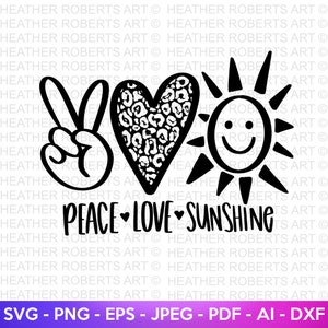 Peace Love Sunshine SVG, Estate SVG, Spiaggia SVG, Vita da spiaggia in formato SVG, Camicia da spiaggia in formato SVG, Citazione estiva, Primavera Svg, Citazioni scritte a mano, Cricut Cut Files