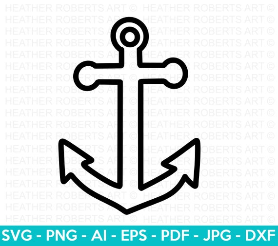 Anchor Outline SVG, Nautical SVG, Marine SVG, Boat Anchor Outline