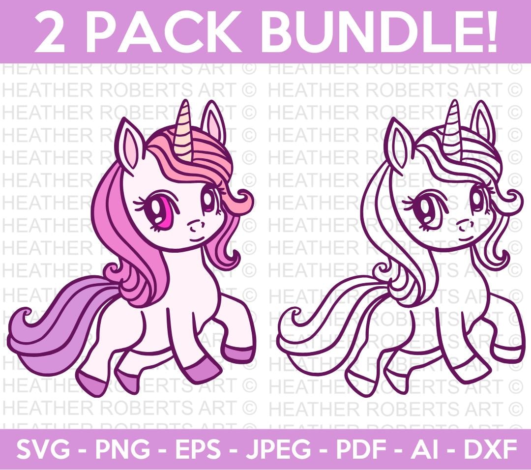 Cute Unicorn SVG PNG Bundle, Unicorn Clip Art, Unicorn Kawaii SVG ...