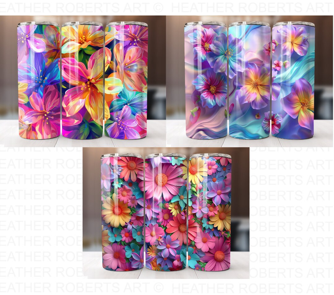 Floral Tumbler Wrap Bundle: Spring Flower PNG Designs (digital Download ...