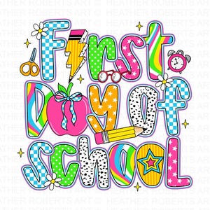 Preppy First Day of School Png, Back To School Png, Kids First Day of School Gift for Teacher Png, First Day of School Shirt Png Design