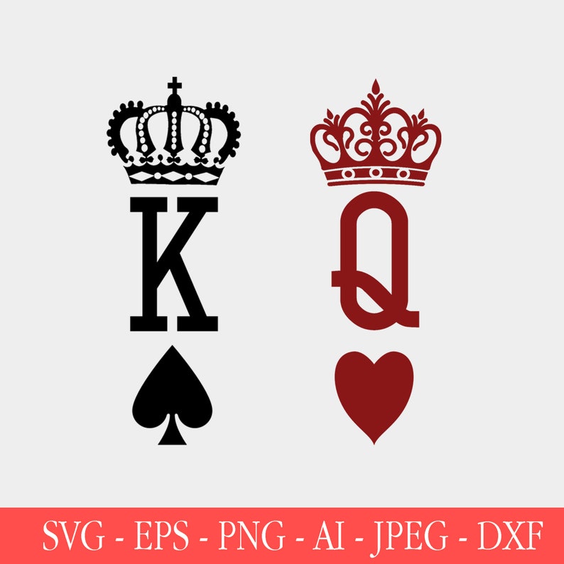 Download King and Queen SVG EPS PNG Jpeg Dxf Playing Cards King | Etsy