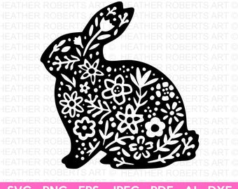 Floral Easter Bunny SVG: Spring Rabbit Cut File (digital Download) - Etsy