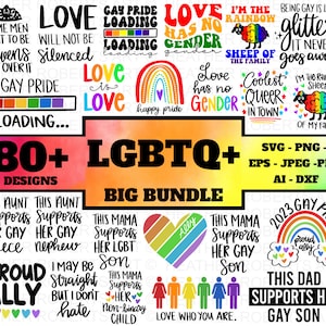 LGBTQ+ GROTE bundel, LGBTQ Svg-bundel, Gay Ally, Heather Roberts Art-bundel, LGBTQ-ontwerpen, gesneden bestanden Cricut, silhouet