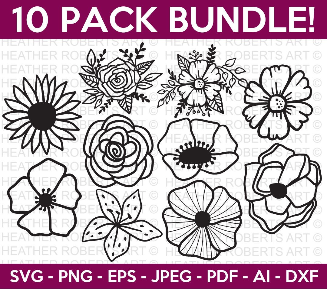 Flower Svg Bundle Rose Svg Sunflower Svg Floral Bouquet - Etsy Australia