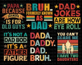 Funny Dad Shirt Design PNG Bundle: Father's Day Clipart (Digital Download