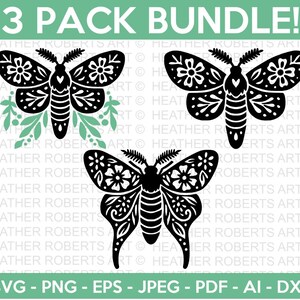 Floral Moth SVG Bundle, Insect svg, Moth Clipart, Celestial moth svg, Boho moth, Night moth svg, Luna moth svg, Cut files for Cricut
