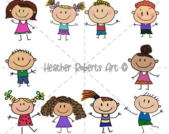 Stick Figure Clipart: Kids PNG, JPEG (Digital Download)