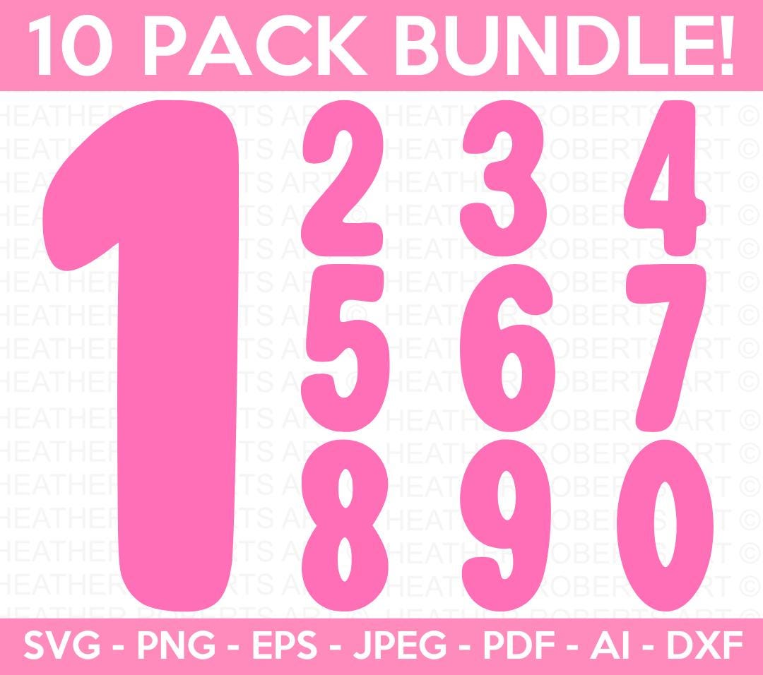 Numbers SVG Bundle: Numeral Monograms, Cut Files (10-pack) - Etsy