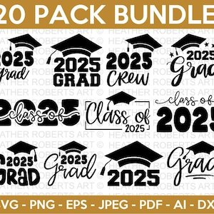 Bundle SVG de l'obtention du diplôme, fier diplômé 2025 SVG, SVG senior 2025, classe de 2025 SVG, SVG de l'obtention du diplôme 2025, l'obtention du diplôme casquette SVG, fichiers de coupe Cricut