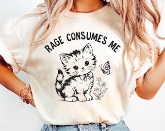 Rage Kitten T-Shirt PNG: Funny Sarcastic Retro Design (Digital Download