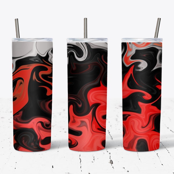 20 Oz Skinny Tumbler Wrap, Red Black Gray Marble Wrap, Marble Wrap, Straight Template, Tapered, Sublimation Graphics, Digital Download,