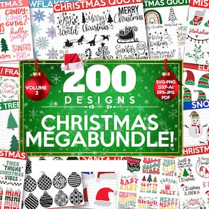 CHRISTMAS MEGA BUNDLE Volume 2, 200 Designs, Heather Roberts Art Bundle, Christmas svg, Winter svg, Holidays, Cut Files Cricut, Silhouette