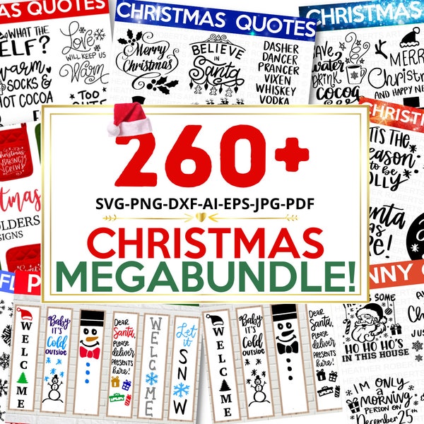 CHRISTMAS MEGA BUNDLE, 260+ Designs, Heather Roberts Art Bundle, Christmas svg, Winter svg, Holidays svg, Cut Files Cricut, Silhouette