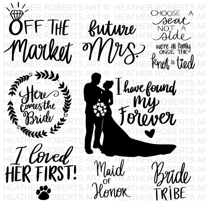 Wedding SVG Bundle Wedding svg Wedding Quotes Bridal Party svg Wedding Shirts Wedding Signs Bride svg Groom svg Cut File Cricut