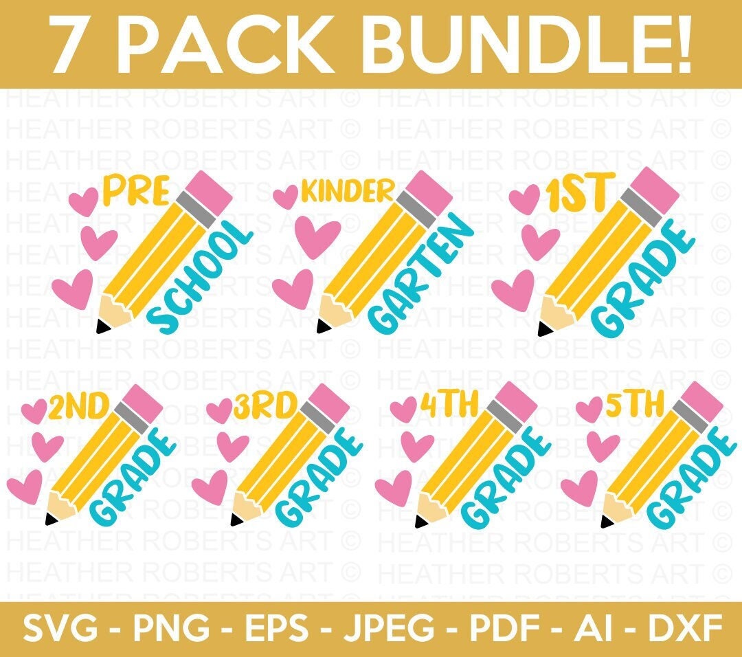 Back to School SVG Bundle, Pencil SVG, Grade Level Vibes Svg, Teacher ...