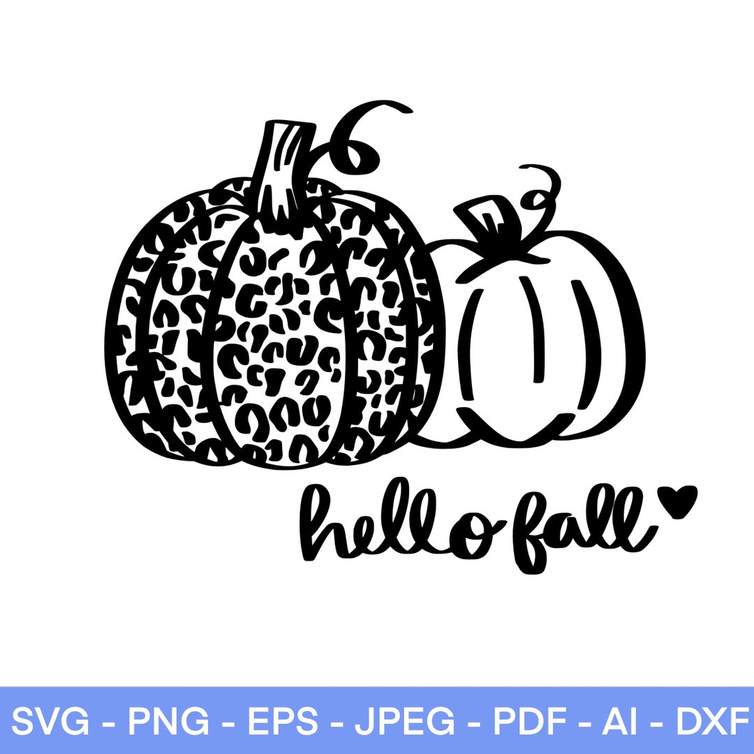 Hello Fall Pumpkin SVG, Leopard Print Pumpkin, Pumpkin Stencil Svg