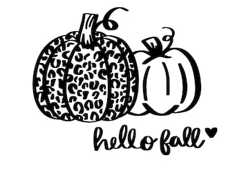 Leopard Print Pumpkin SVG: Hello Fall Stencil (Digital Download)