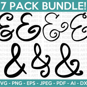 Paquete SVG de ampersand, archivos SVG para Cricut y SVG, SVG de tipografía, clipart de tipografía, SVG de letreros, clipart escrito a mano, signos de ampersand