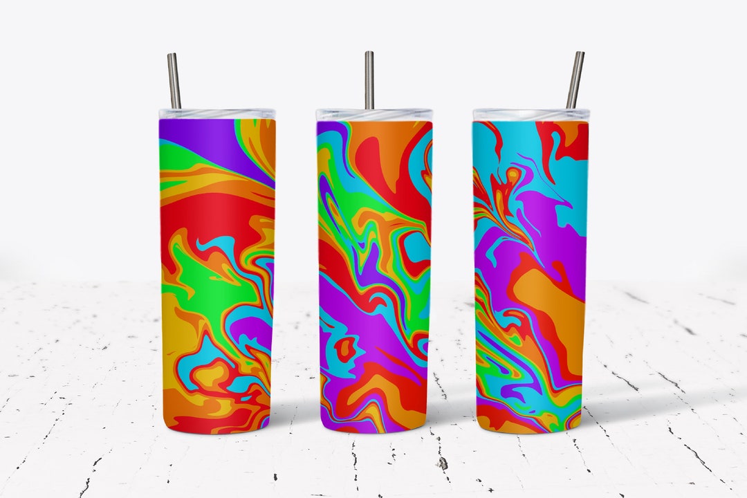 20 Oz Skinny Tumbler Wrap Rainbow Marble Wrap Marble Wrap - Etsy