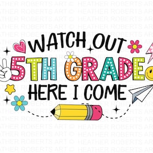 Fifth Grade PNG, Retro Back to School PNG, Team Grade PNG, Retro Teacher Png, School Supplies, Grade Level Png, Back to School, Sublimation