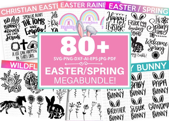EASTER MEGA BUNDLE, Spring svg Bundle, 80+ Designs, Heather Roberts Art Bundle, Easter svg, Easter Designs, Cut Files Cricut, Silhouette