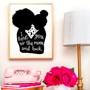Black Mother Daughter SVG, I Love You To The Moon And Back SVG, Black woman svg, Black girl svg, Mom Shirt, Cut Files for Cricut, Silhouette image 6