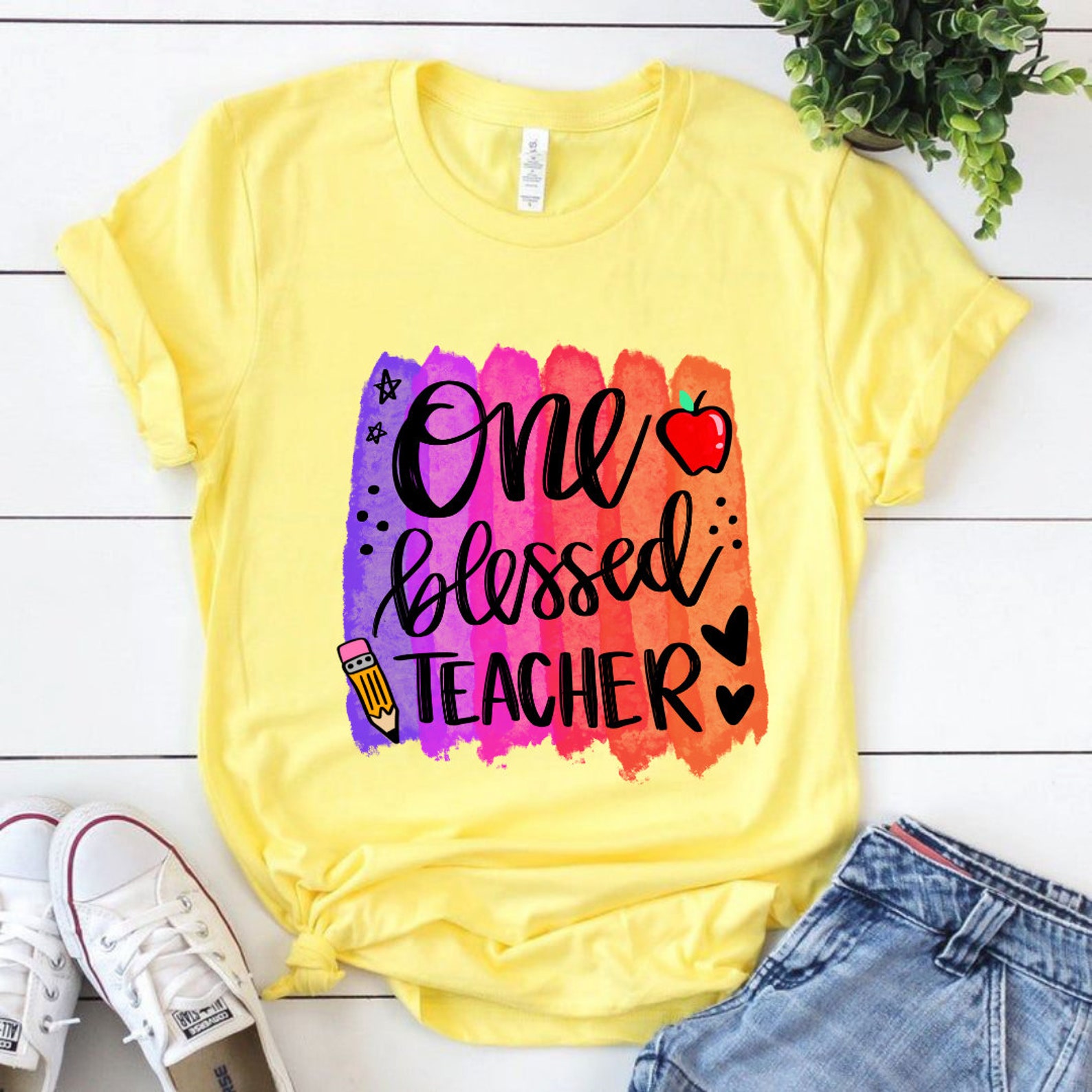 One Blessed Teacher Sublimation PNG Blessed Teacher PNG | Etsy