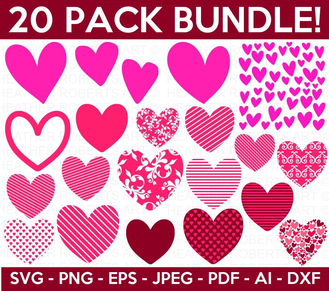 Heart SVG Bundle, Heart Clipart, Doodle Hearts, Valentines Svg, Hand ...