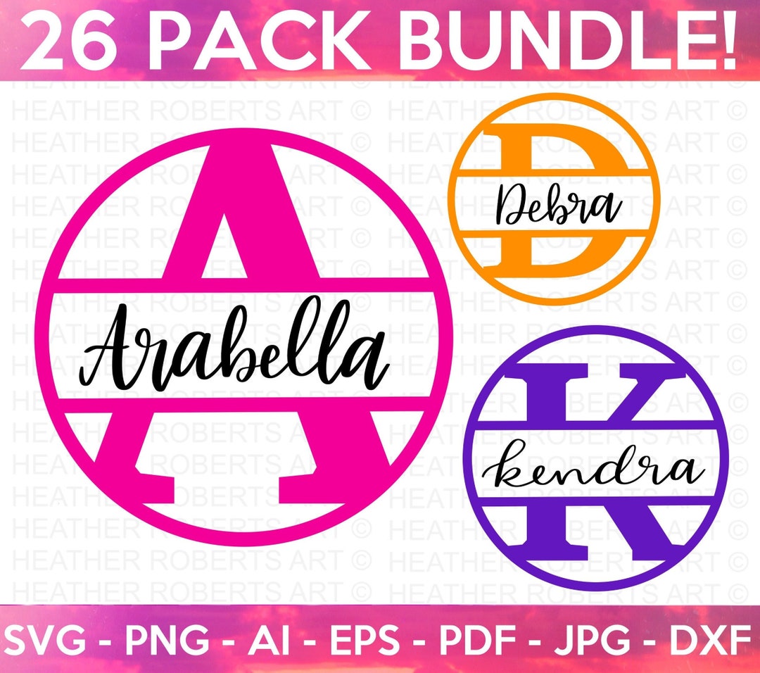 Split Monogram SVG Bundle: Round Keychain Alphabet Cut Files - Etsy