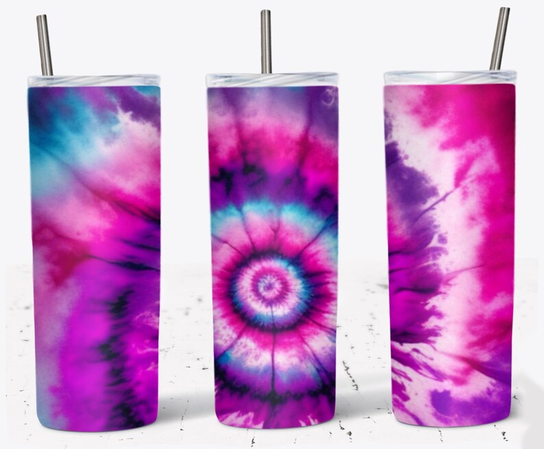 Tie Dye 20 Oz. Skinny Tumbler Wrap: Vibrant Sublimation Design (digital ...
