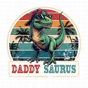 Papá Saurus retro (Png), Papá Saurus T-rex (Png), Dinosaurio familiar (Png), Día del padre (Png), Amante de los dinosaurios (Png), Papá (Png), Regalo para papá