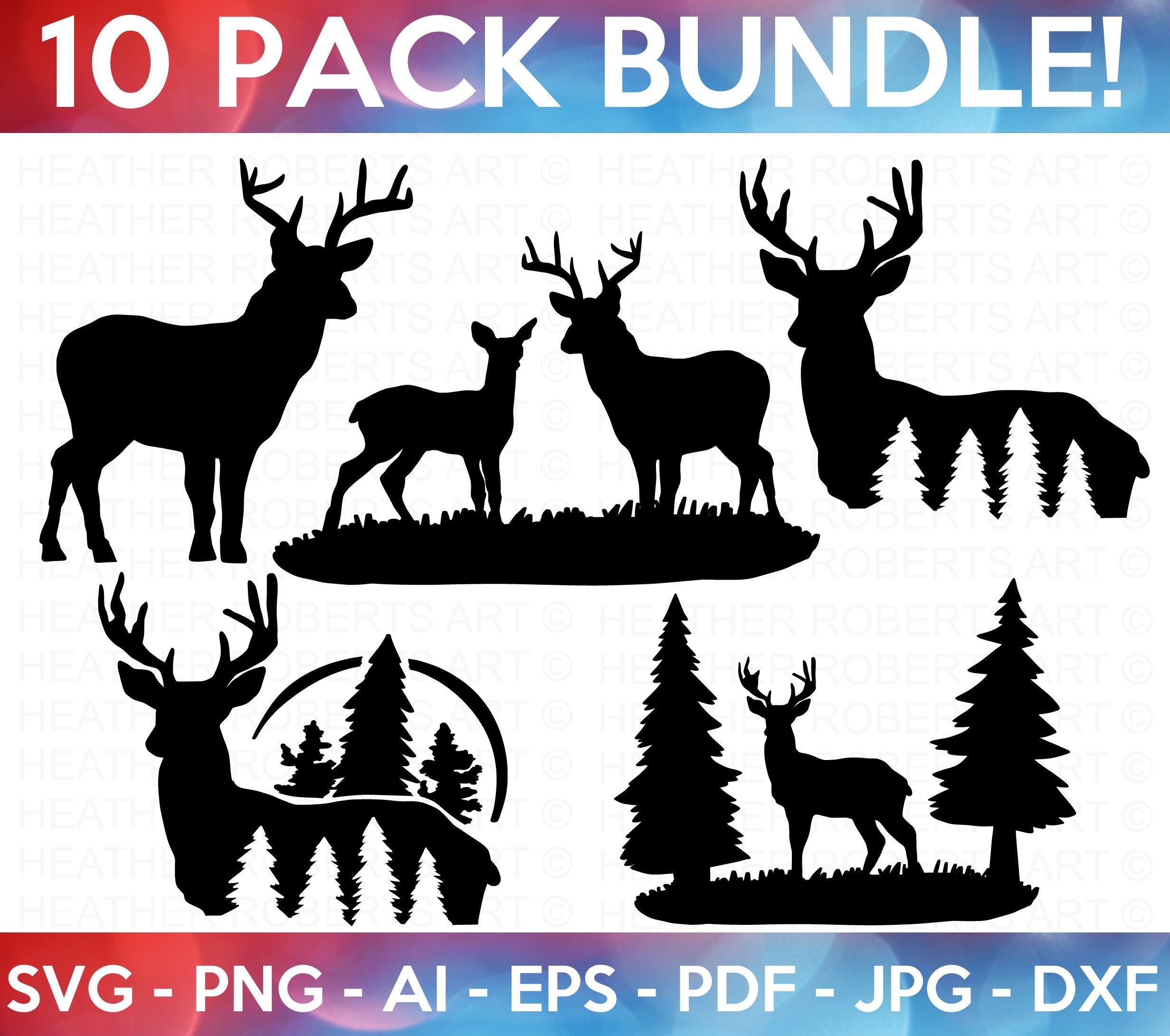 Deer SVG Bundle Deer SVG Nature Deer Svg Mountains Svg - Etsy