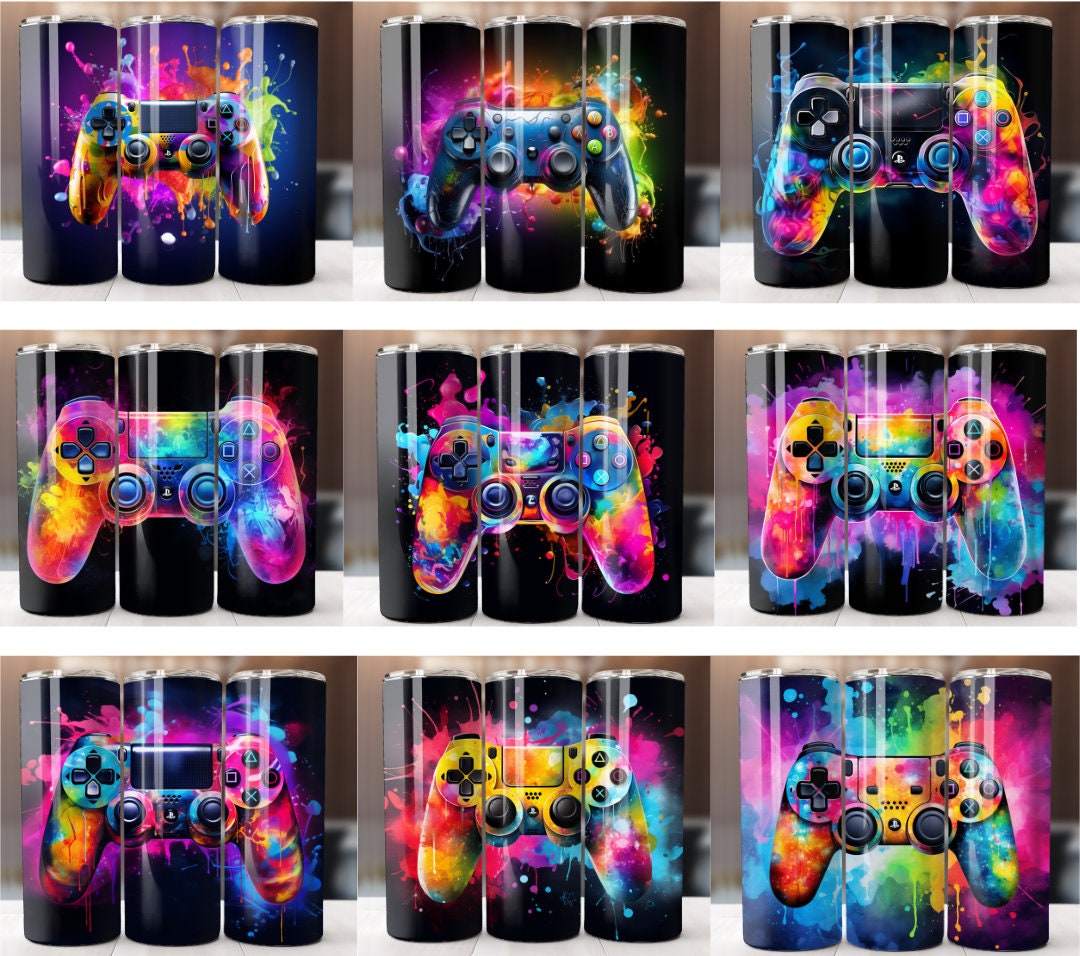 Gamer 20 Oz Tumbler Wrap Bundle, 3D Game Controller Tumbler Wrap, Video ...