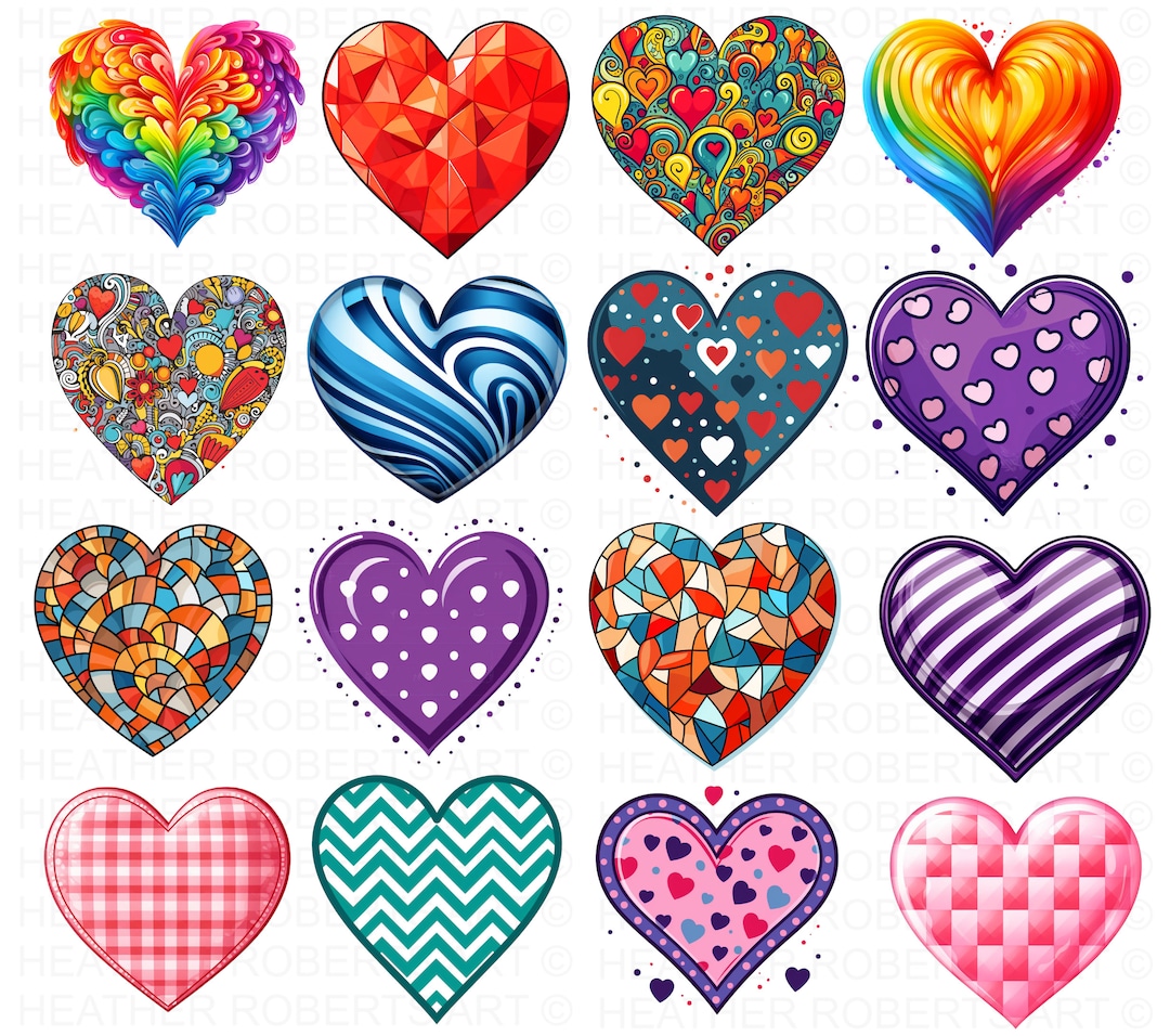 Hearts Clipart Set: Valentine's Day PNG Files (digital Download) - Etsy