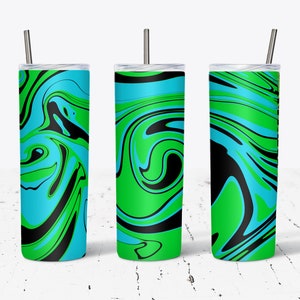 20 Oz Skinny Tumbler Wrap, Green Blue Black Marble Wrap, Marble Wrap, Straight Template, Tapered, Sublimation Graphics, Digital Download,