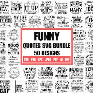50 sarcastische SVG-bundel, grappige SVG-bundel, sarcasme SVG-bundel, Sassy Svg-citaten shirts, grappig moedercadeau, grappige moeder png, silhouet, Cricut