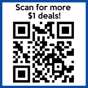 Puede incluir: C&oacute;digo QR en blanco y negro con el texto "&iexcl;Escanea para m&aacute;s ofertas de 1 &euro;!" arriba.