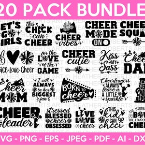 Cheer Svg Bundle - Cheer Mom Svg Bundle - Cheerleading Svg - Cheerleader Svg Cut File Cricut Silhouette - Cheer Team Svg