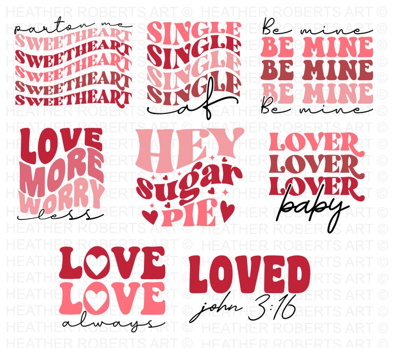 Retro Valentines SVG Bundle, Retro Valentine Designs svg, Valentine Shirts svg, Cute Valentines svg, Heart Shirt svg, Love, Cut File Cricut image 2