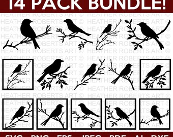 Birds on Branches SVG Bundle, Birds Svg, Bird on Tree Svg, Flock of Birds Svg, Tree Branch Svg, Swallows on Branch Svg, Cut Files, Cricut